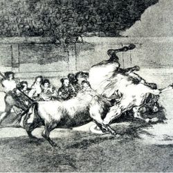 BULL, BULLRING Original Vintage Fine Art GOYA Spain Print 1960’s Printed Antique Collectible Spanish Bullfighting Historic Fighting Ring