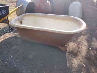 Rare antique cast iron white porcelain bathtub