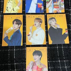 BTS Photo Cards With McDonald’s BTS Meal Logo  Bought a bunch of sets of these in South America, purchased them at a kpop store, didn’t buy them at Mc