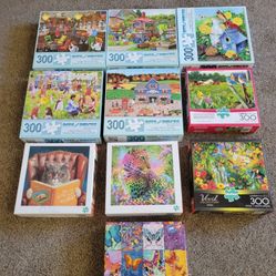 AT A BARGAIN PRICE! Ten (10) Large 300-Piece Jigsaw Puzzles