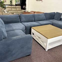 Furniture- 5 Pc Fabric Modular Sectional With A Chaise- Radley