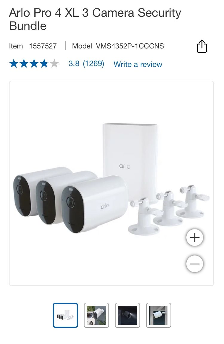 Arlo Pro 4 XL (3) Camera Bundle W/ Hub