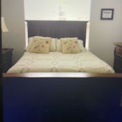 Queen Bed Frame, End Table and TV stand