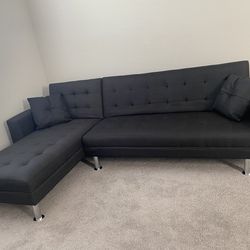 NEW🦋Black Fabric Sectional Sofa Bed💥ORDER NOW 