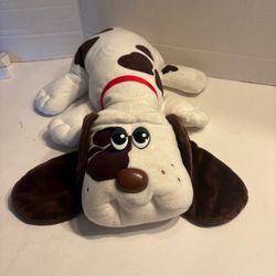2019 Pound Puppy 18" White with Brown Ears and Spots Plush Dog Collar Name Tag