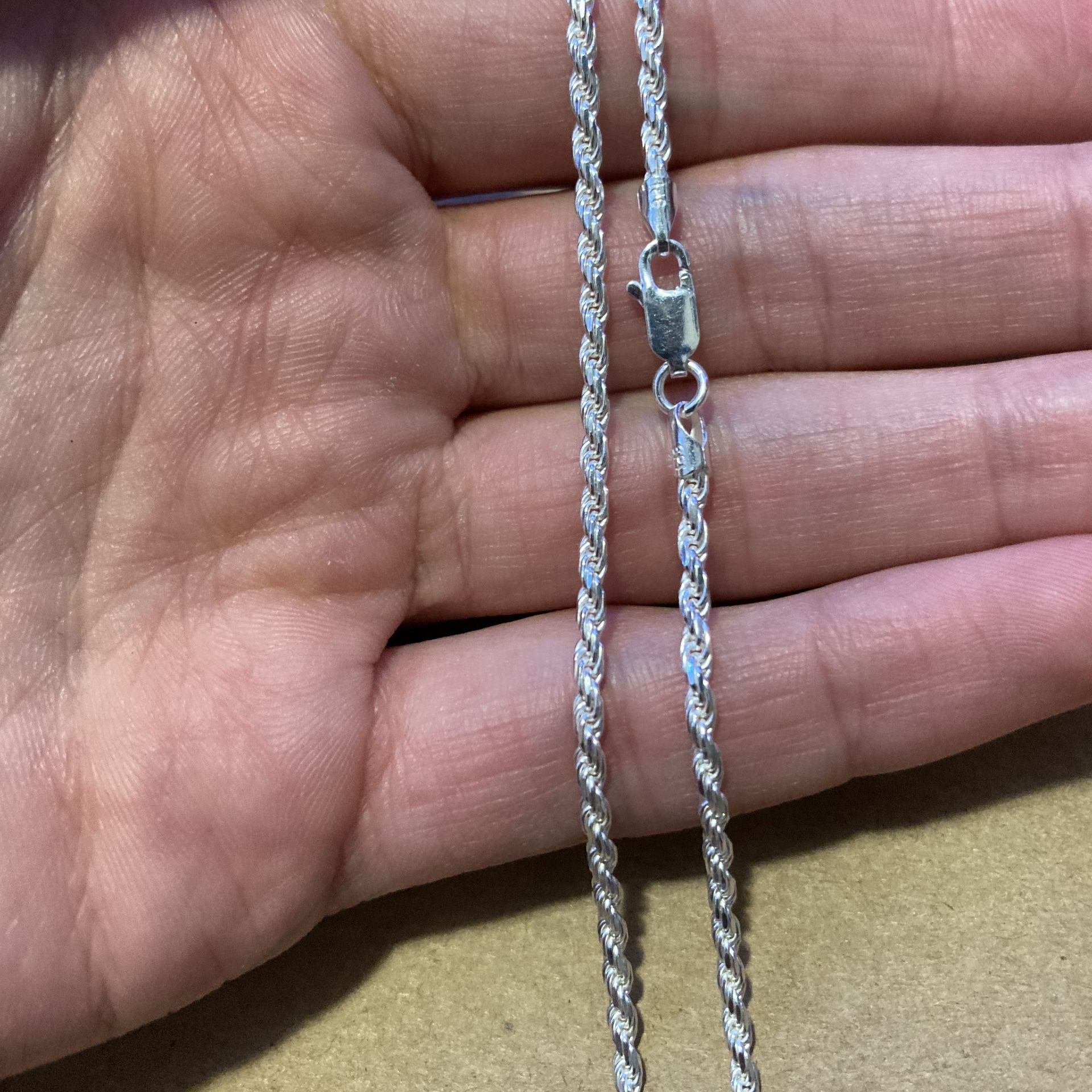 2mm Sterling Silver Rope Chain 20”