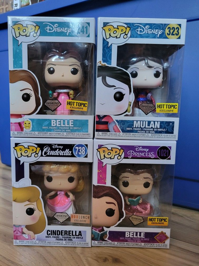 Funko Pop Disney Belle, Cinderella, Mulan
