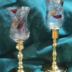 Partylite Calypso Mosaic Glass Peg Light Votive Holders