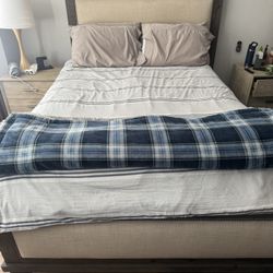 Queen Bed Set – Frame + Mattress + Box Spring (Living Spaces)