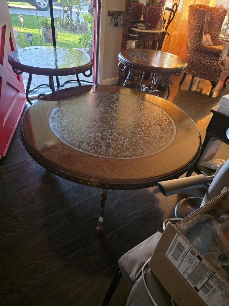 Metal Coffee And 2 Side Tables