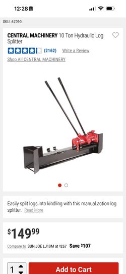 Hydraulic 10 ton Log Splitter  Hand Operated