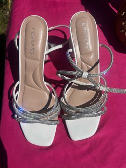 White rhinestone heels