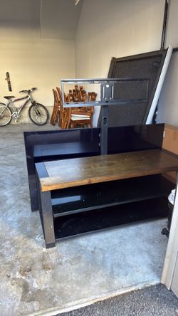 Tv stand like new solid wood and glass free