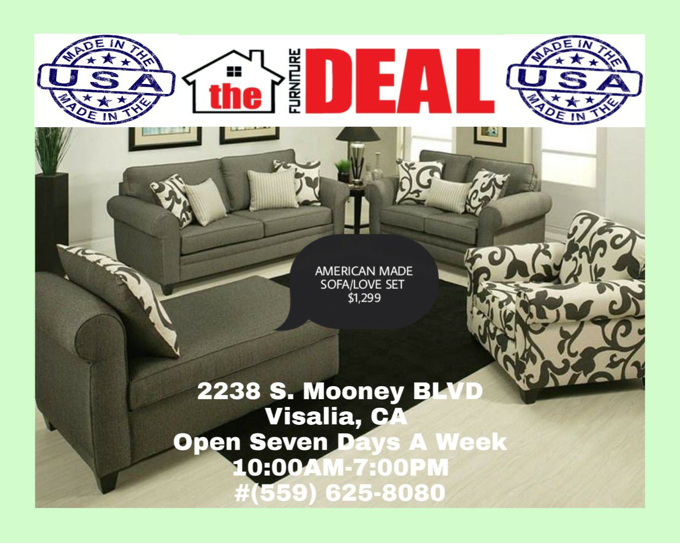 American Sofa/Love set with additional pieces available