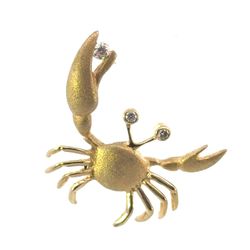 Woman’s Ladies 14k Yellow Gold Diamond .06 CTW Crab Cancer Charm Pendant For Necklace GP3115877