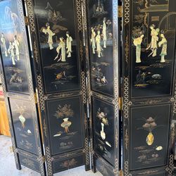 Asian 4 panel jade room divider