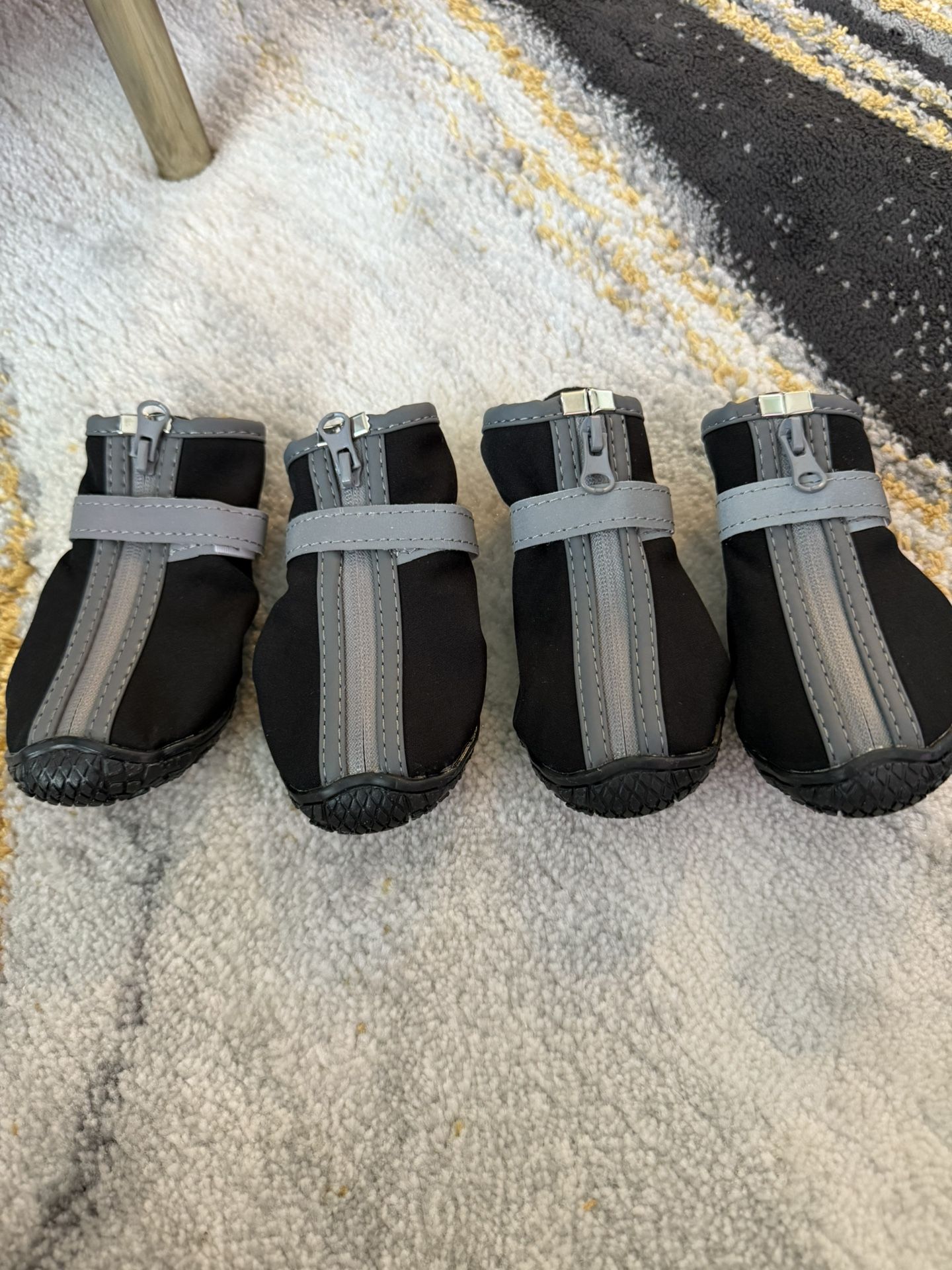 Breathable Dog Boots & Paw Protectors for Hot Pavement Winter Snow Hiking, Anti-Slip Dog Booties for Hardwood Floor Black Size 5