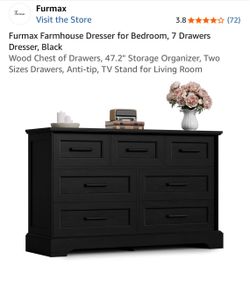 Furmax Farmhouse 7-Drawer Dresser, Black