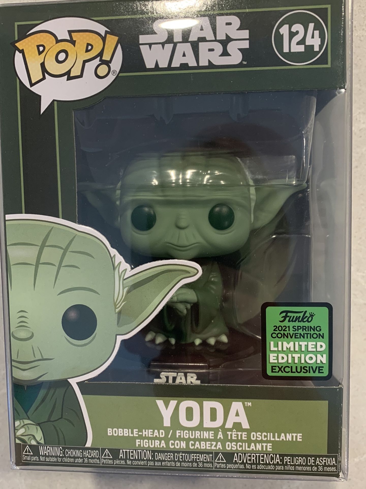 Yoda Funko Pop *MINT IN HAND* 2021 ECCC Spring Convention Target Exclusive Army Green Star Wars 124 with protector