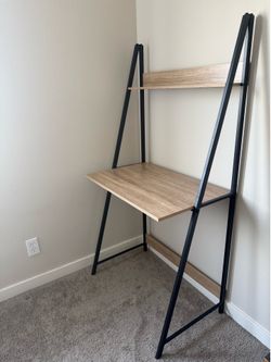2-Tier Ladder Computer Desk with Storage Bookshelf