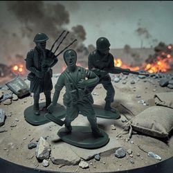 (Lot Of 3) 2" Green Army Men Infantrymen Bagpipe Player Plastic Toy Soldiers (3). Excellent Condition. These figures are classic plastic toy soldiers,