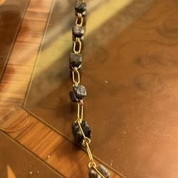 8 Inches fashion jewelry cut stone bracelet gold-tone natural rock 