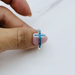  925 sterling silver ring cross women’s Anillo de mujer Plata real  ❤️ Cruz crucifico  