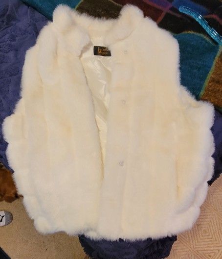 Two XL Faux Fur Vintage Vests Black And White $55ea OBO