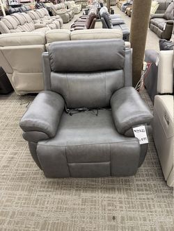 Synergy Relax Stone Zero Gravity Leather Power Recliner - Gray (Livorno Stone) | Reclining Chair | Lounge Chair