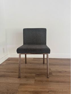 Set of 5 CB2 Modern Upholstered Dining Chairs – Charcoal Gray