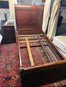 Twin Sleigh Bed Frame - Dark Wood