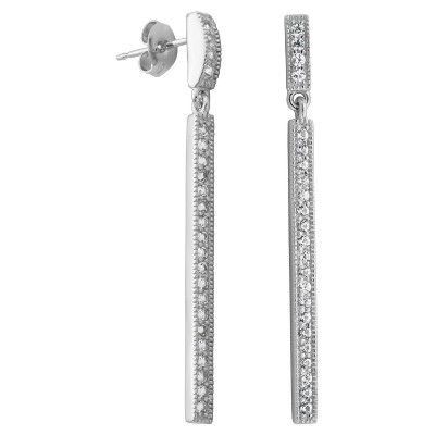 Sterling Silver,Earrings Vertical Drop,Created White Sapphire