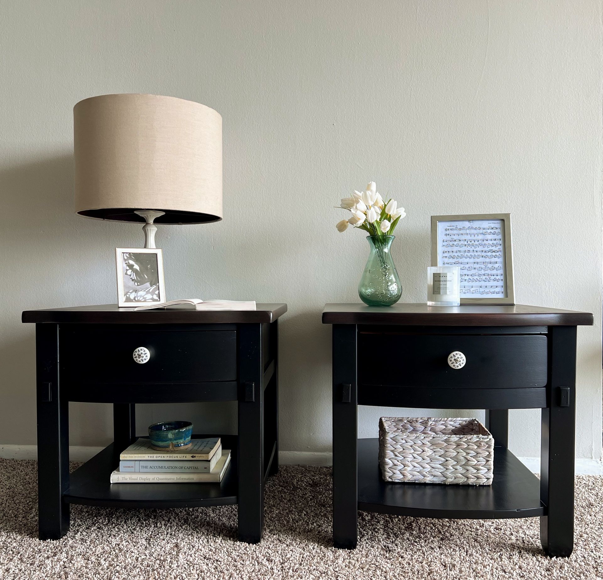 Set Of 2 Solid Wood Nightstands