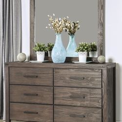 WIRED-BRUSHED RUSTIC BROWN FINISH 6-DRAWER