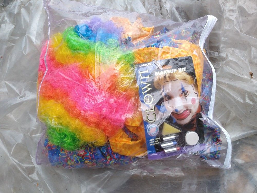 A New Clown 🤡 Suit, Including Makeup And Wig. No Shoes.
