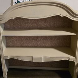 Evolur Aurora hutch and bookcase in the Ivory Lace finish. 