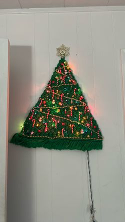 Handmade Macramé Christmas Tree With Lights Ornament