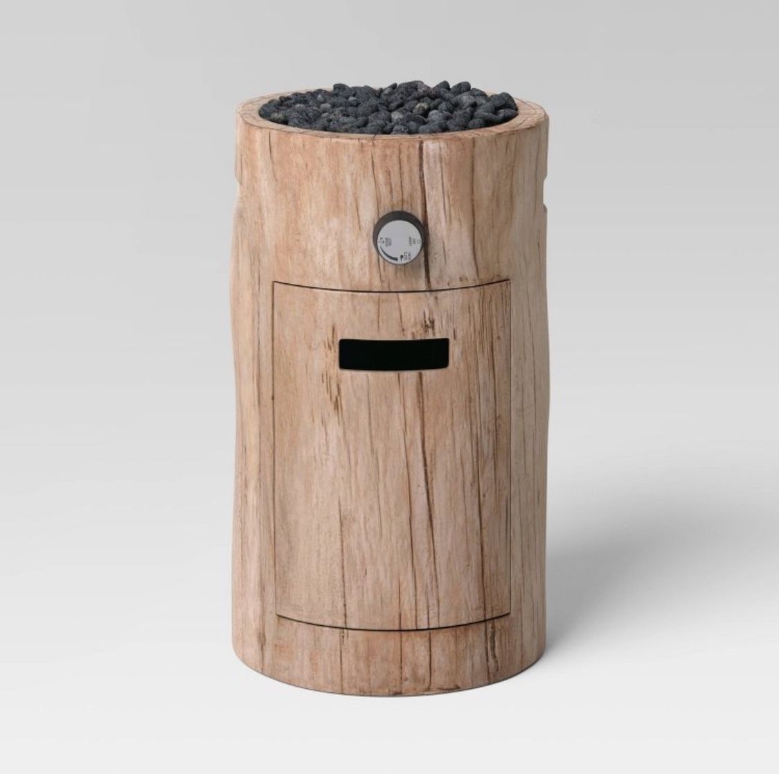 Weathered/Natural Finish Small LP Round Outdoor Fire Column Natural  Threshold Heat-Resistant, No Assembly, Lava Rock Included