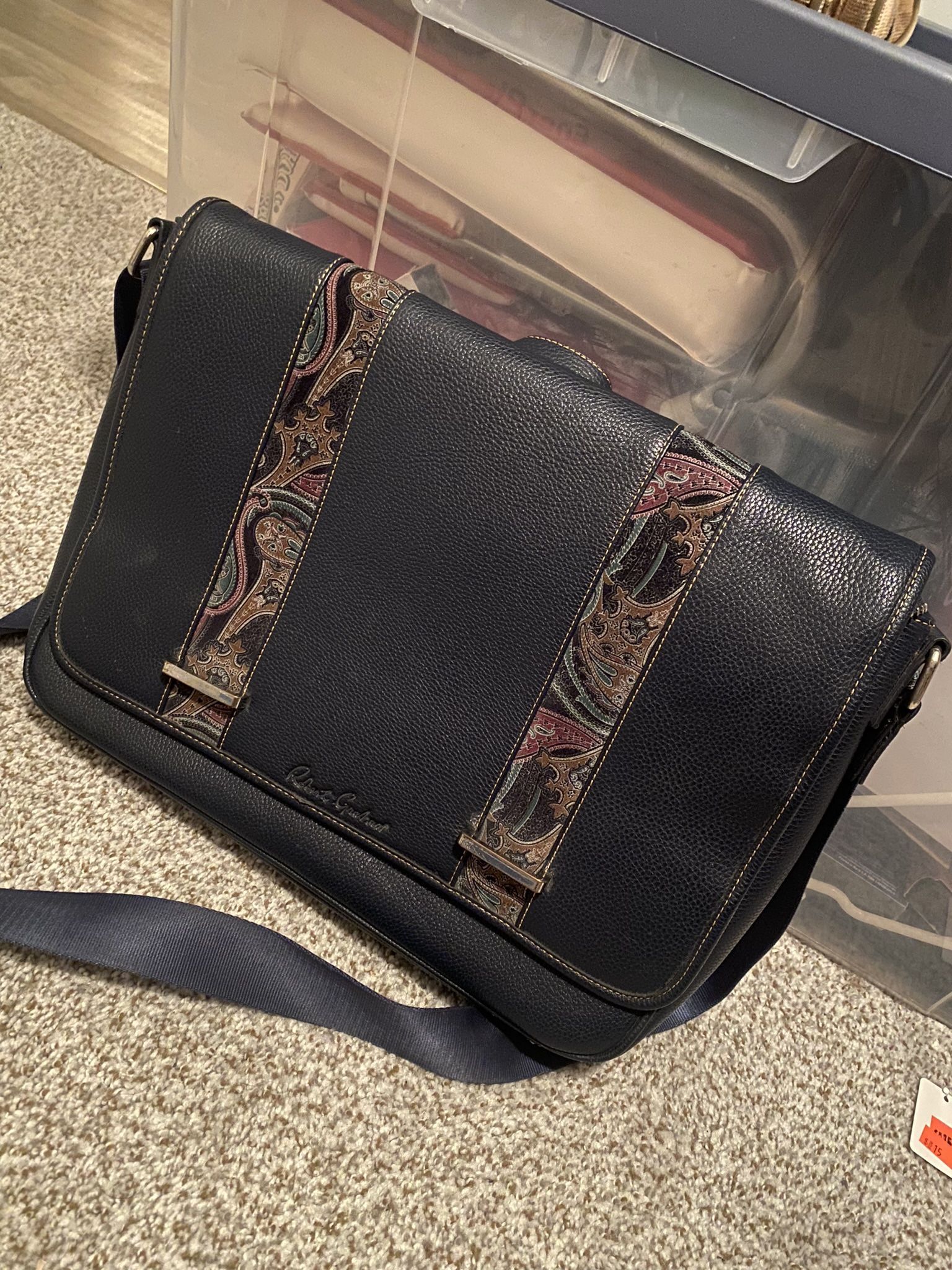 Robert Graham Messenger Bag Blue Leather Rare Vintage