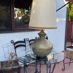 Large Brass Etched Lamp