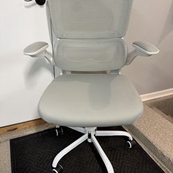 Brand New Grey/White Mesh Tall Back Ergonomic Office Chair w/Flip Up Armrests & Adjustable 3D Lumbar