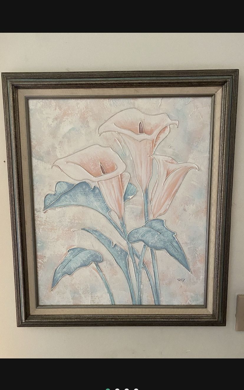 Selix vintage oil on canvas Calla lilies