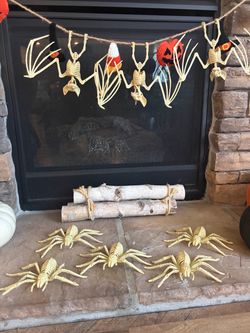 Halloween spider and bats - skeletons