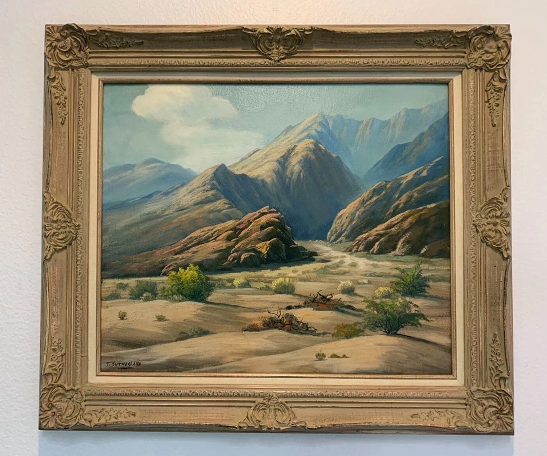 Original Painting Tahquitz Canyon Oil On Wood Panel By T. Sutherland