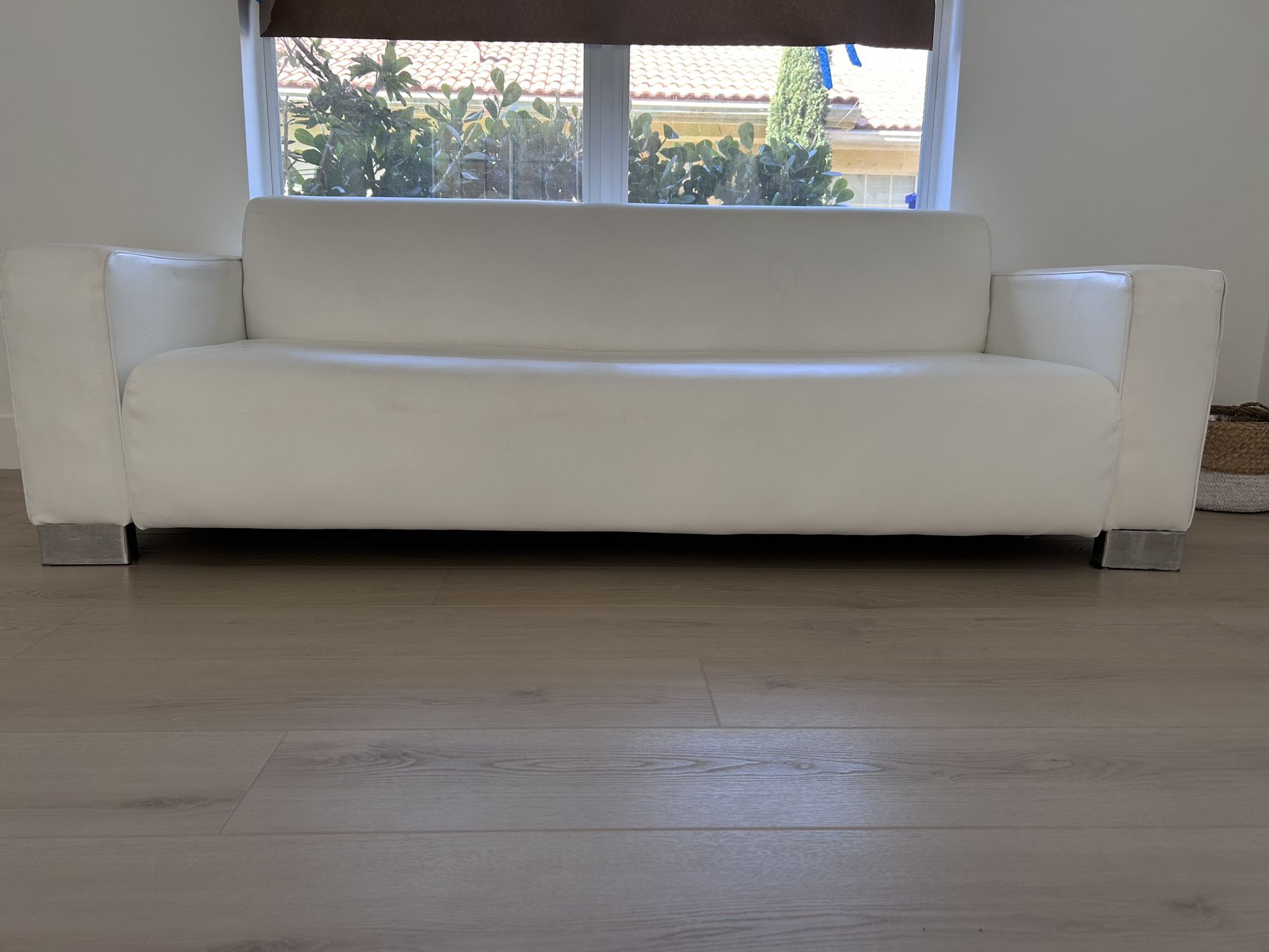 White Faux Leather Couch
