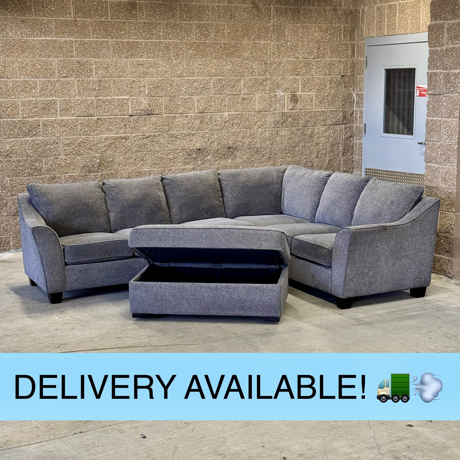 Gray L Sectional Couch Sofa w/Storage Ottoman (DELIVERY AVAILABLE! 🚛💨)