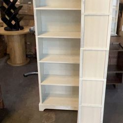 Wood Corner Book Shelf, 5 Tier 65 Inch Tall Bookshelf with Storage, Floor Standing Display Book Shelf for Living Room, Kitchen, Home Office, Antique W