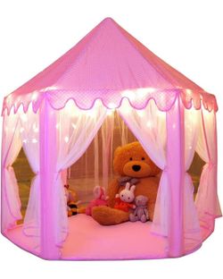 Princess Tent Girls Large Playhouse Kids Castle Play Tent with Star Lights Toy for Children Indoor and Outdoor Games, 55'' x 53'' (DxH)