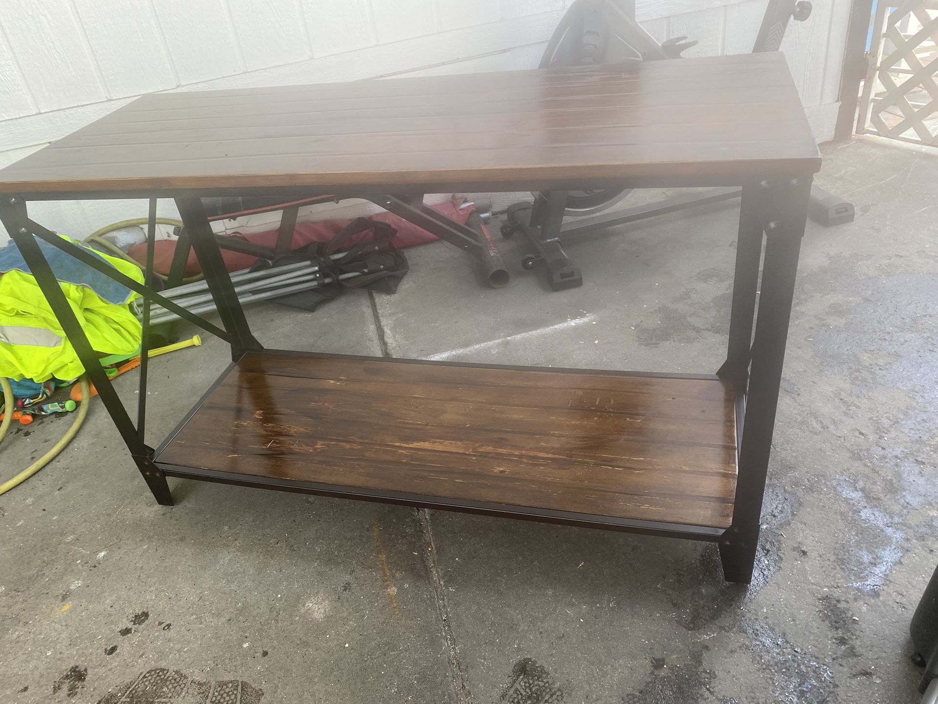 Solid Wood With Metal Frame Tv Stand Perfect Condition!