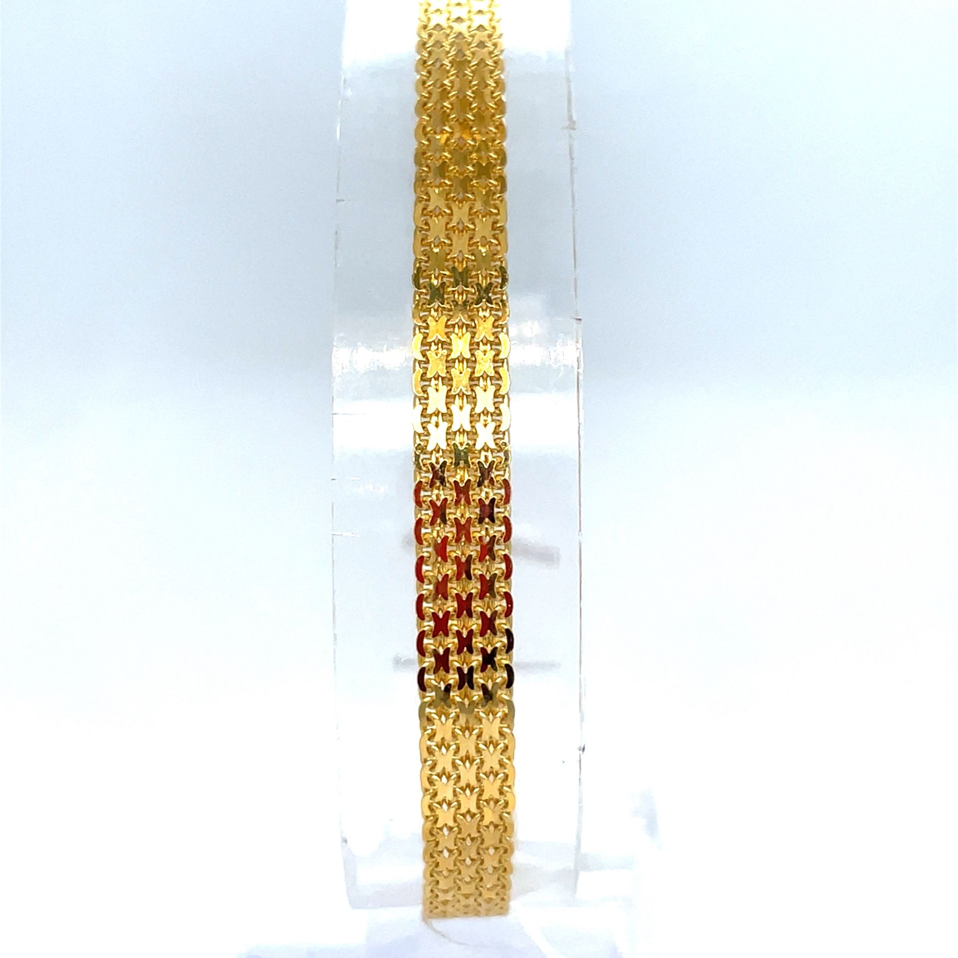 14K Yellow Gold 7” Flat Weave Bracelet 4.84g 4.6mm I-1830